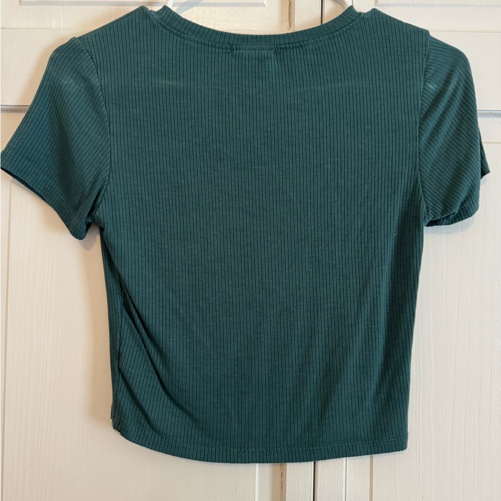 Active Basic Ribbed Short Sleeve Top - Teal - Picture 3 of 3
